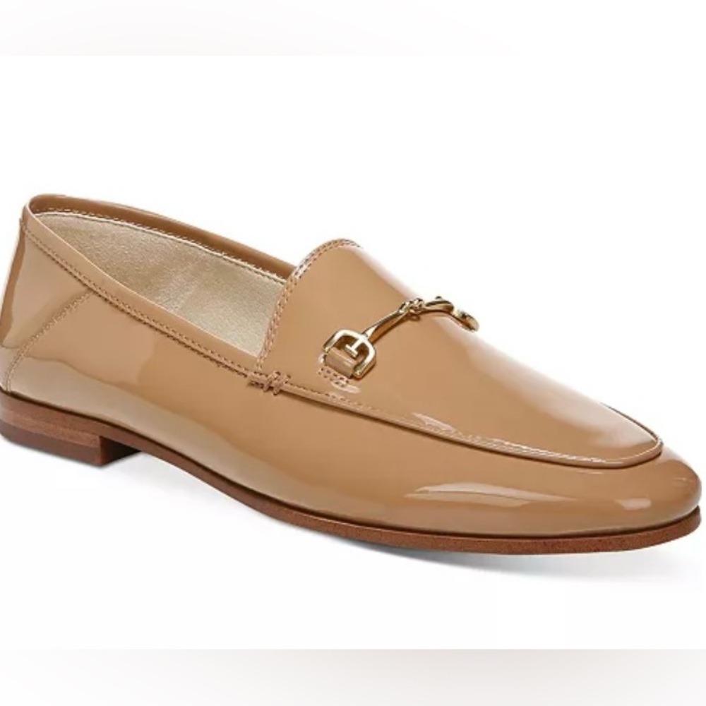 Elegant Tan Loafers Sam Edelman leather Loafers Beige Patent Leather size 9.5